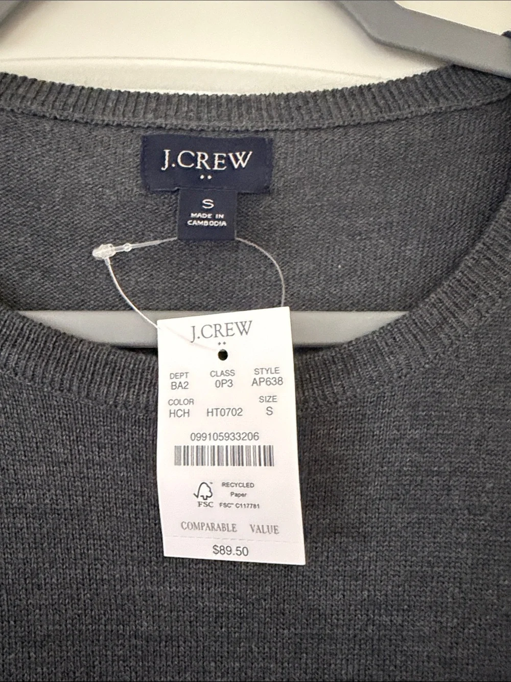 J. Crew Men's Crewneck Sweater in Charcoal